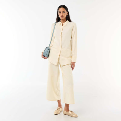 Wide-Leg Linen-Blend Pants BEIGE