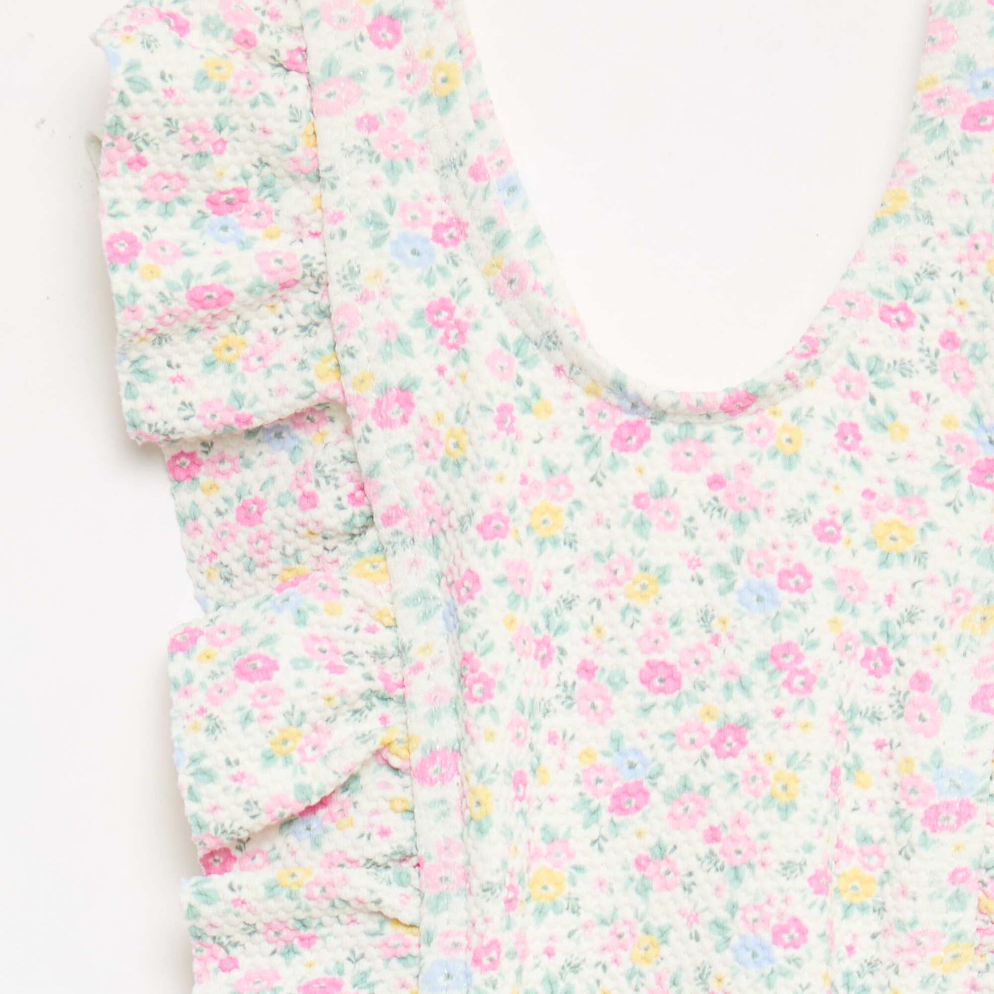 Patterned Swimsuit with Ruffles WHITE