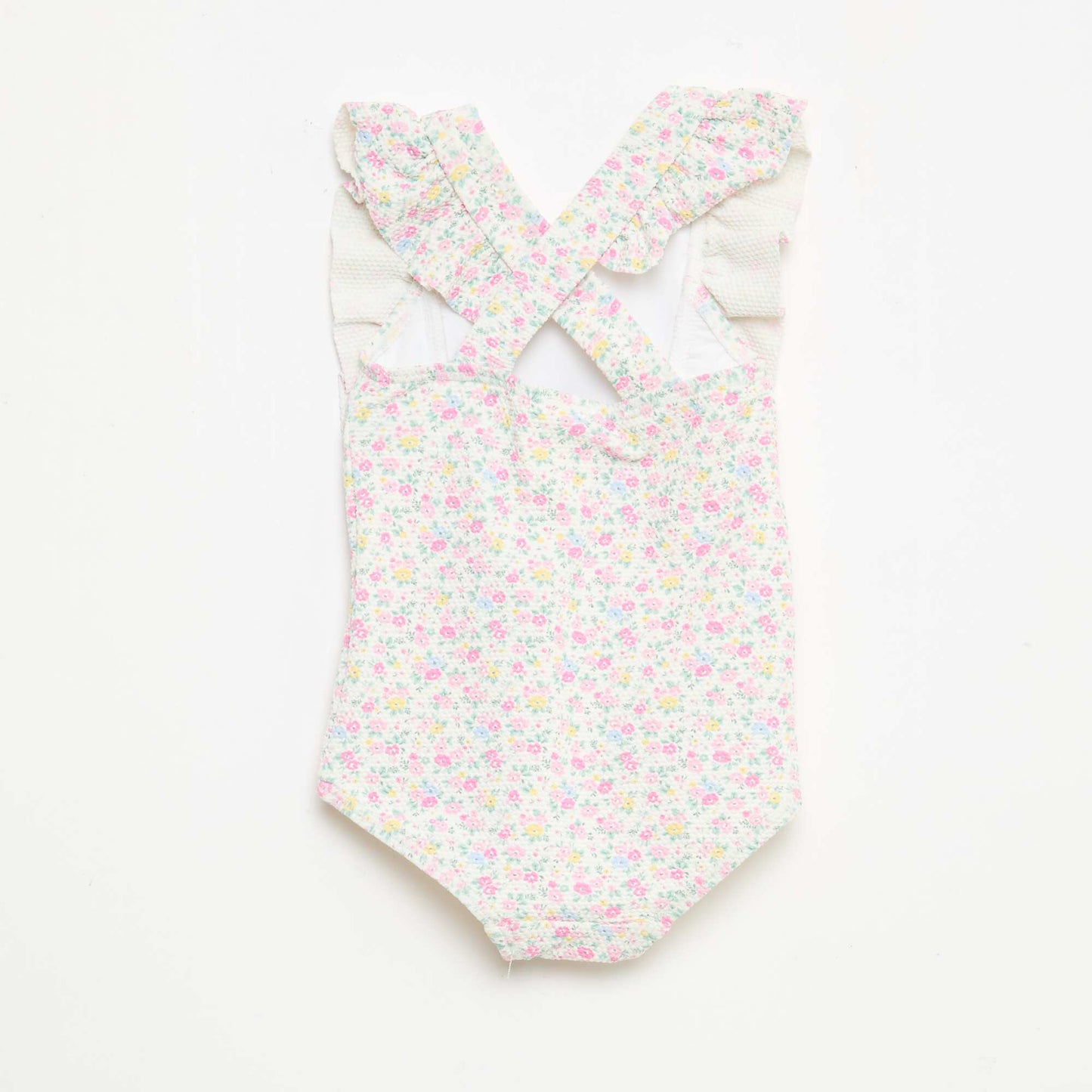 Patterned Swimsuit with Ruffles WHITE