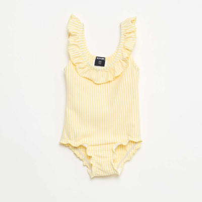 One-piece swimsuit with ruffles YELLOW