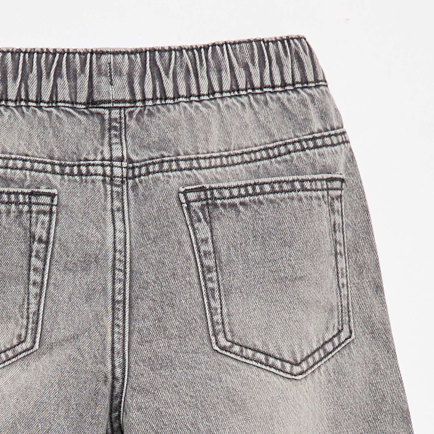Elasticated Denim Shorts GREY