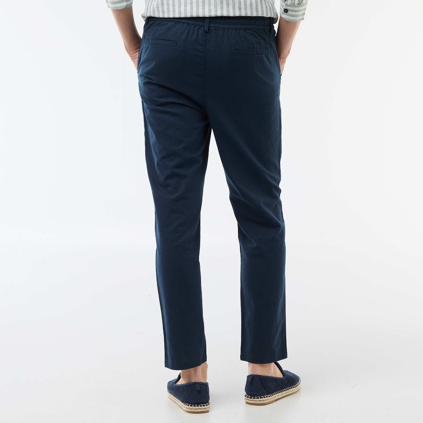 Regular Fit Linen Blend Chino Trousers BLUE