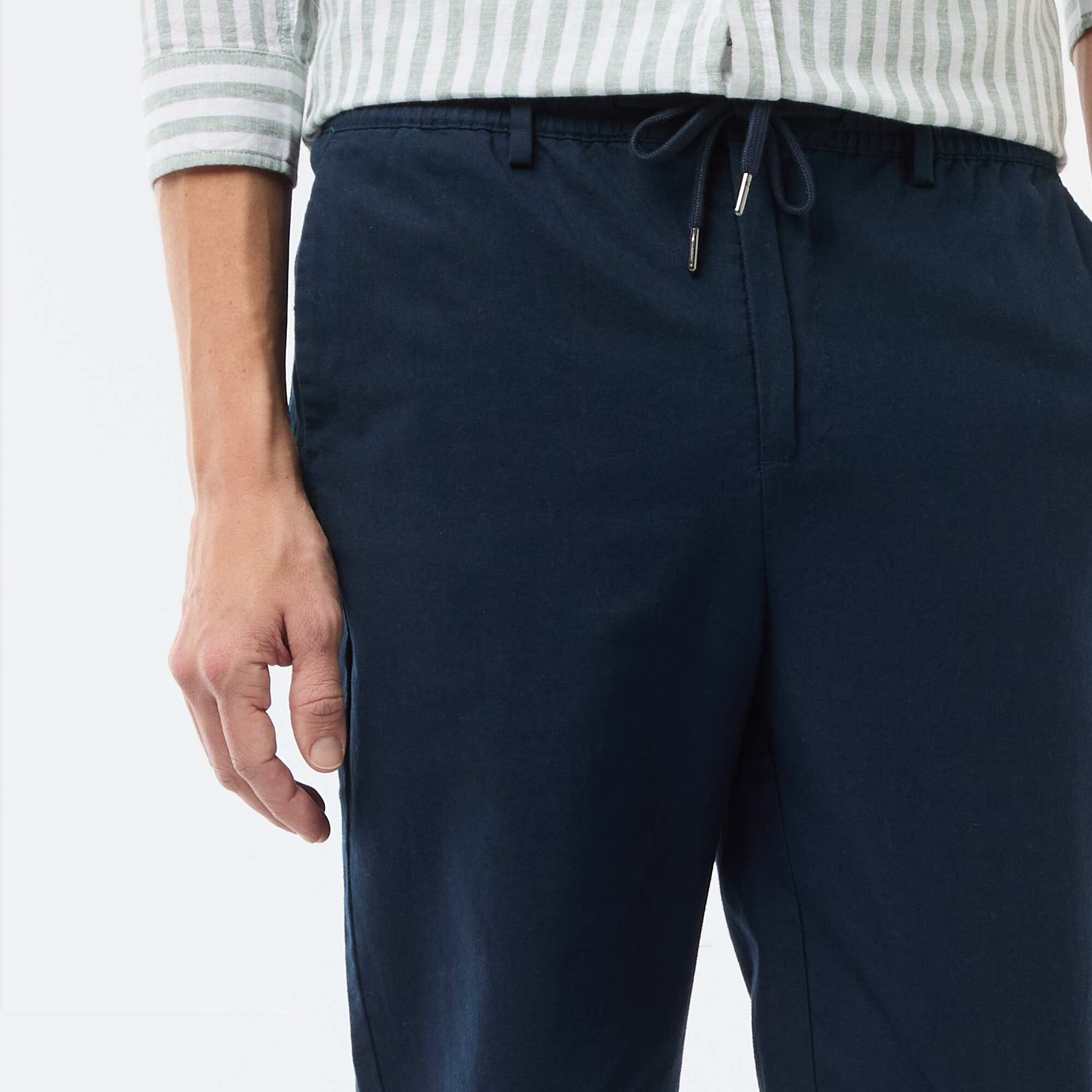 Regular Fit Linen Blend Chino Trousers BLUE