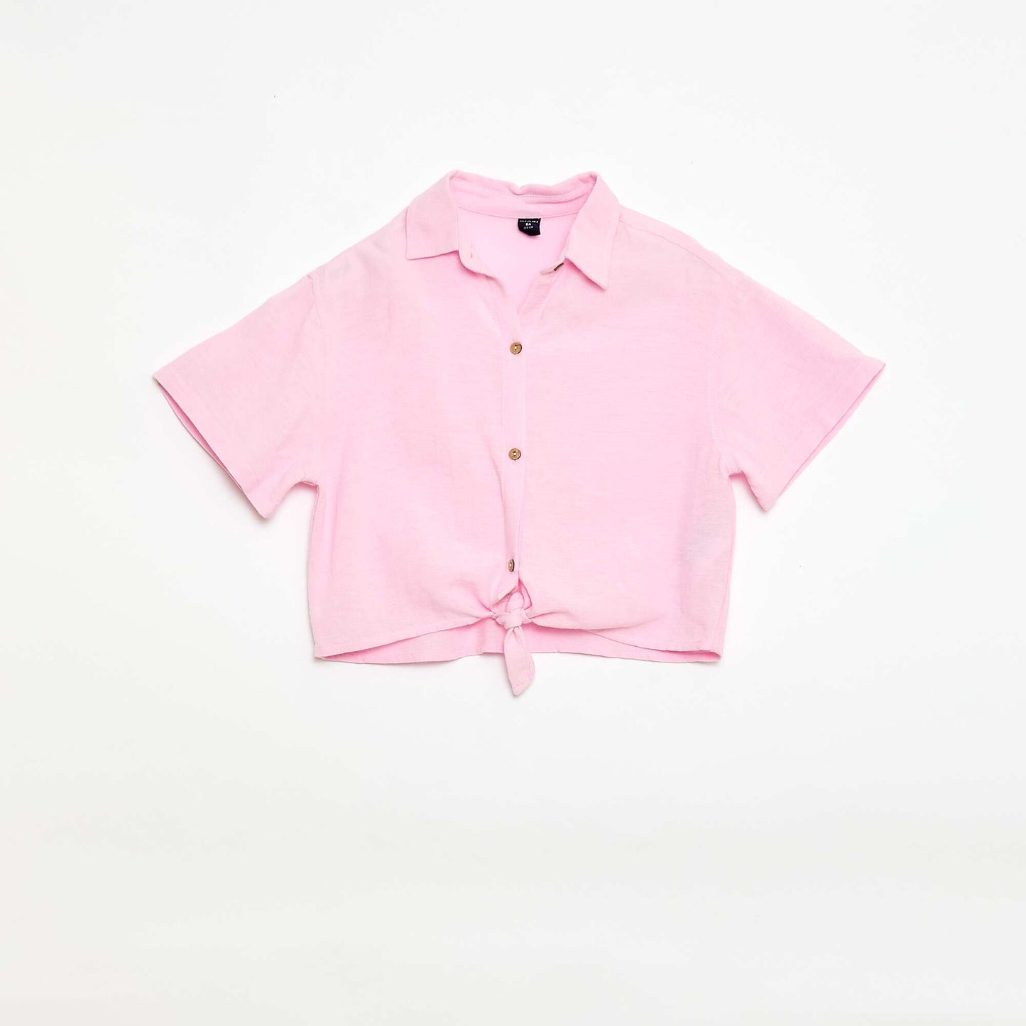 Short-sleeved linen blend shirt PINK