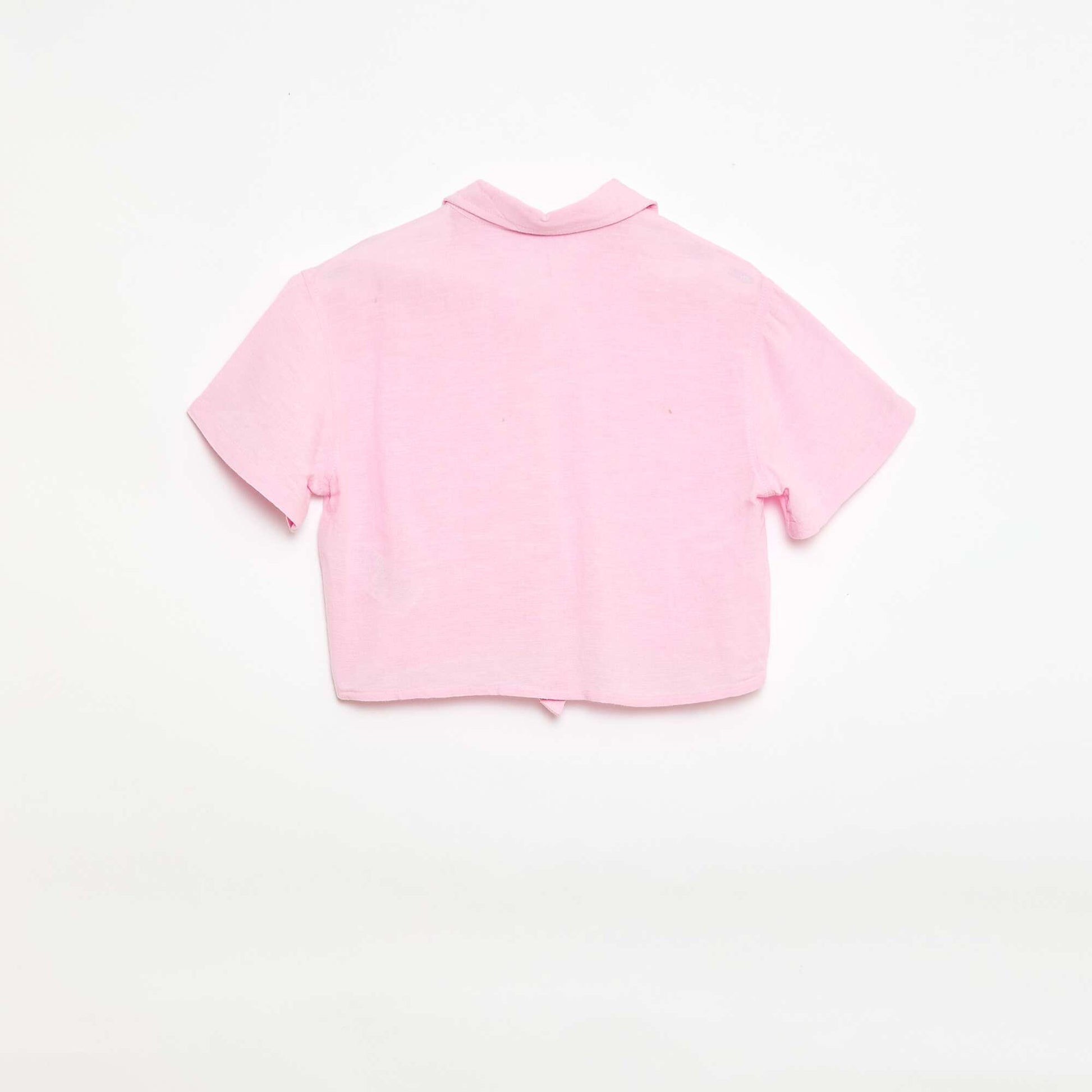 Short-sleeved linen blend shirt PINK