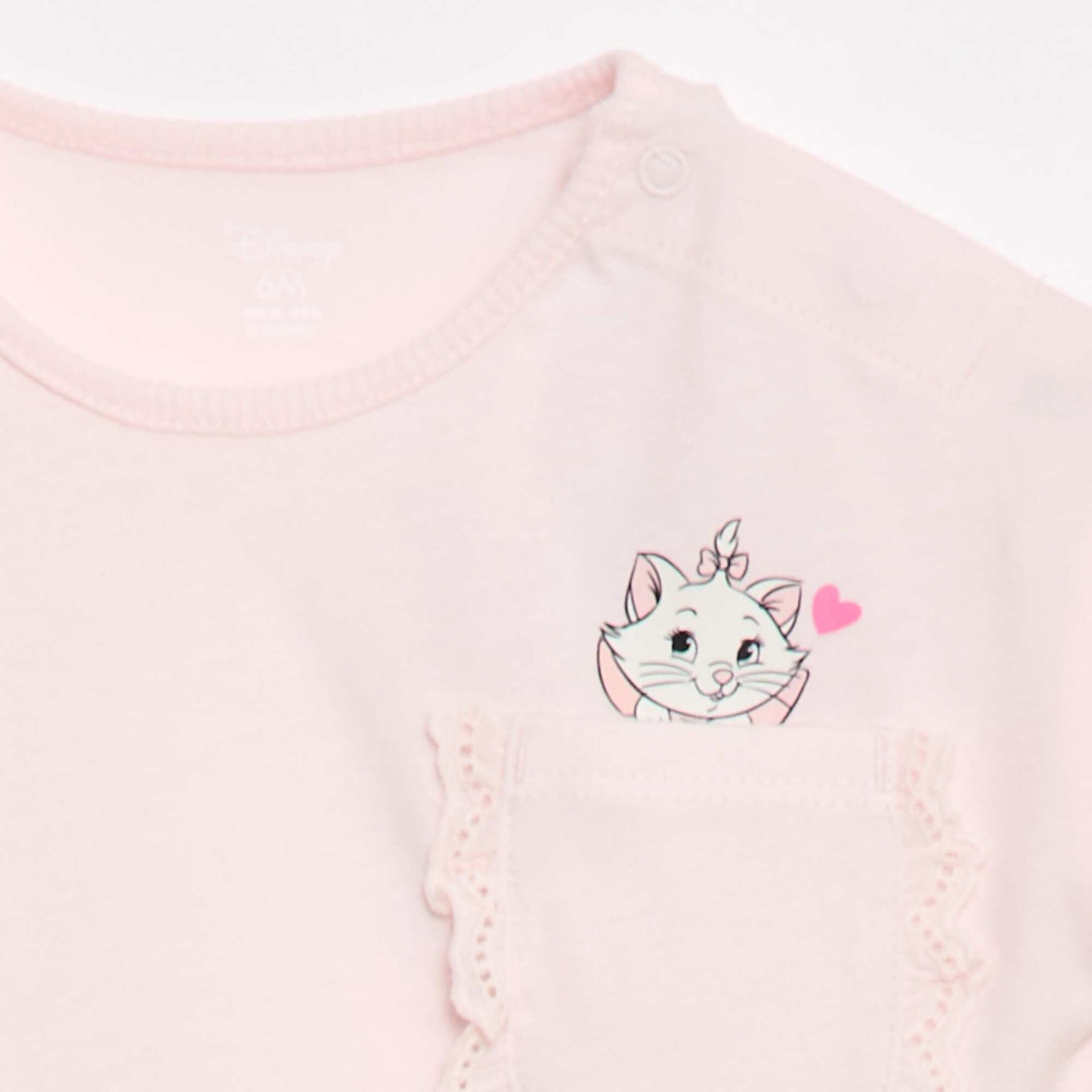 تي شيرت "ماري" من "ديزني" بأكمام قصيرة وجيب مزين بكشكشة - لون وردي