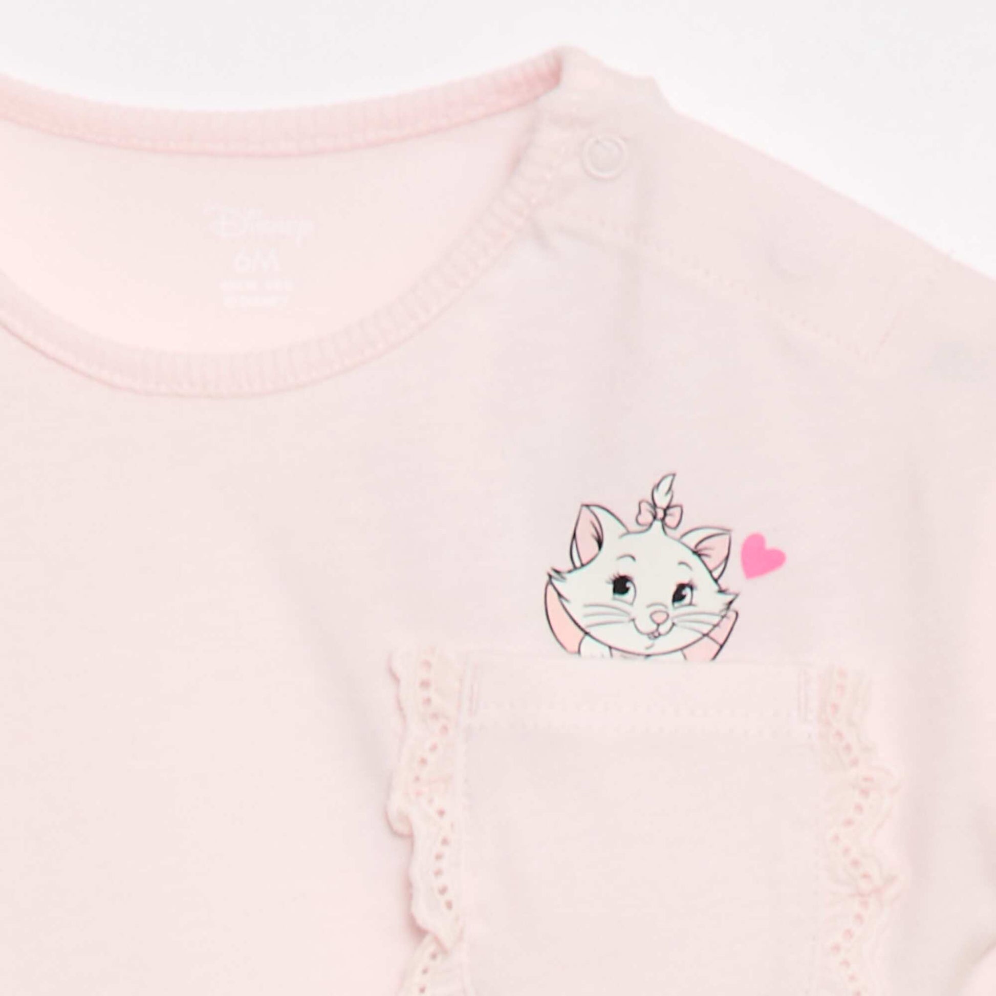 تي شيرت "ماري" من "ديزني" بأكمام قصيرة وجيب مزين بكشكشة - لون وردي