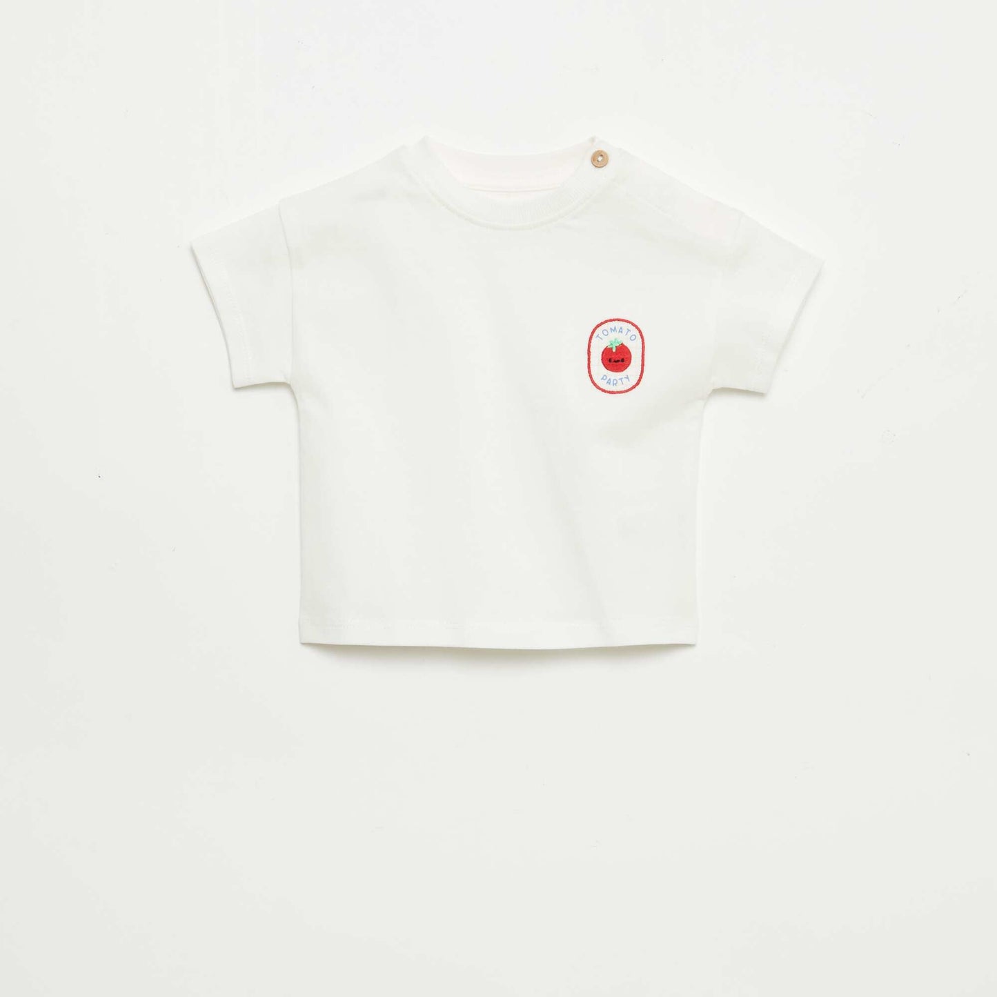 T-shirt with embroidery on chest WHITE