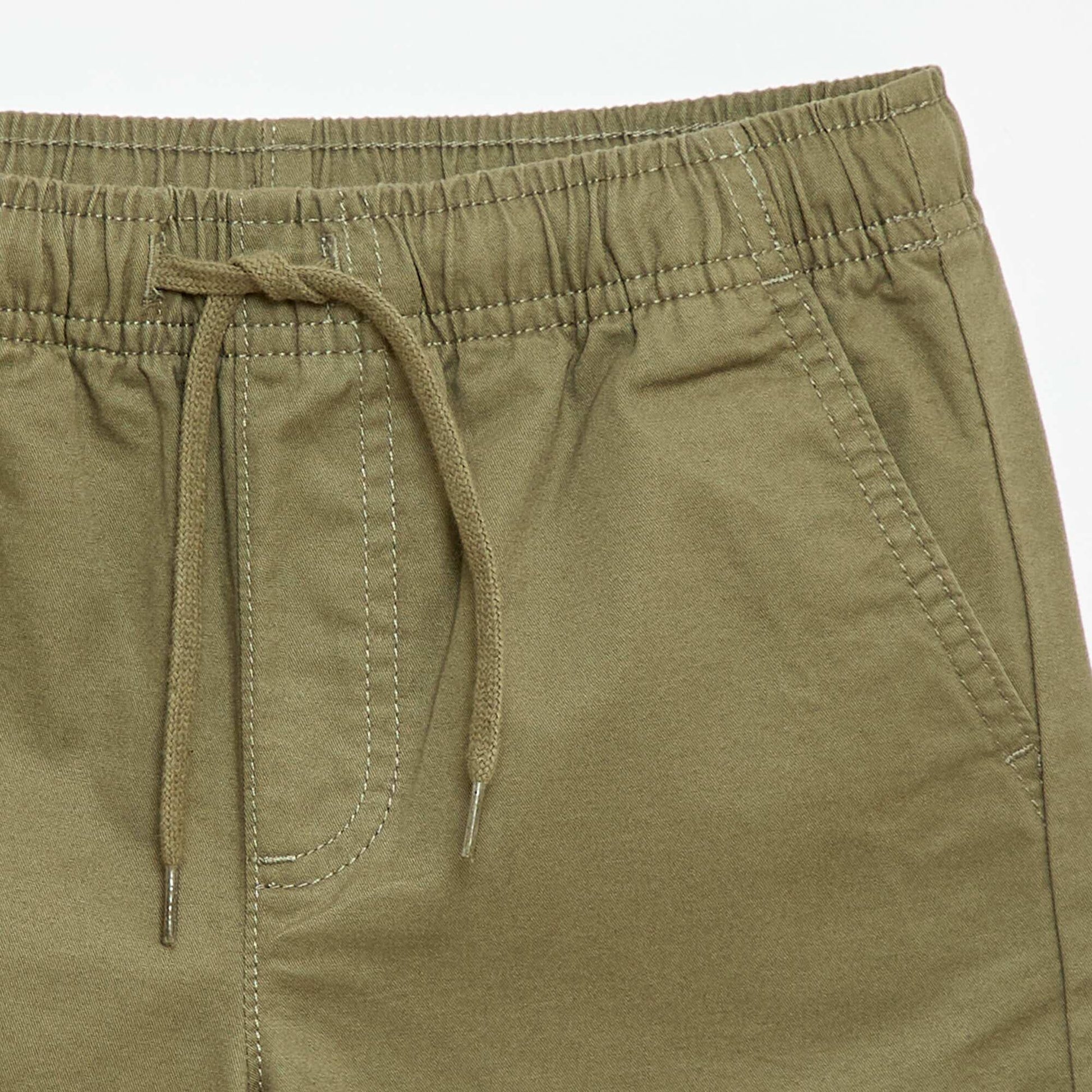 Plain Chino Bermuda Shorts with Drawstrings GREEN