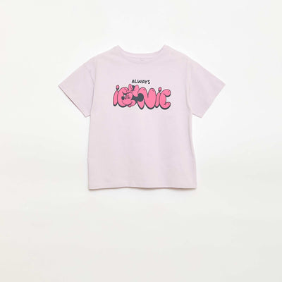 Disney 'Minnie' Solid Cotton T-Shirt PURPLE