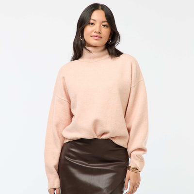 Soft sweater with jeweled back slit PINK