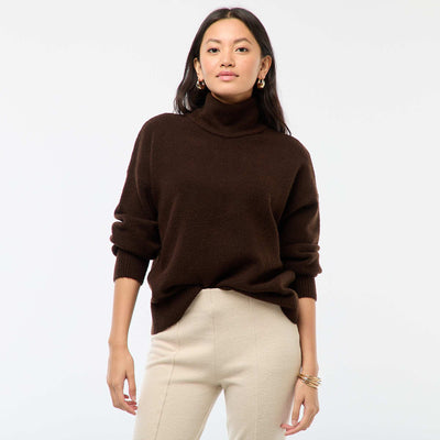 Soft Sweater with Jewel Detail at Back Slit BROWN
