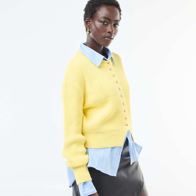 Buttoned Chunky Knit Cardigan YELLOW