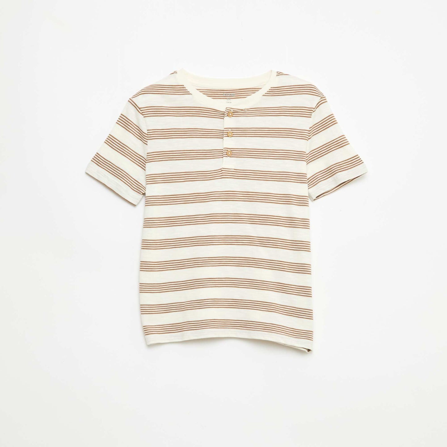 تي شيرت مخطط بياقة تونسية BEIGE