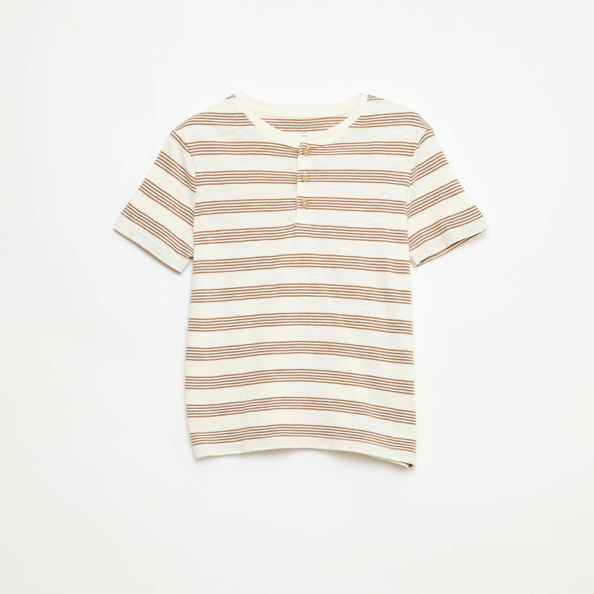 تي شيرت مخطط بياقة تونسية BEIGE