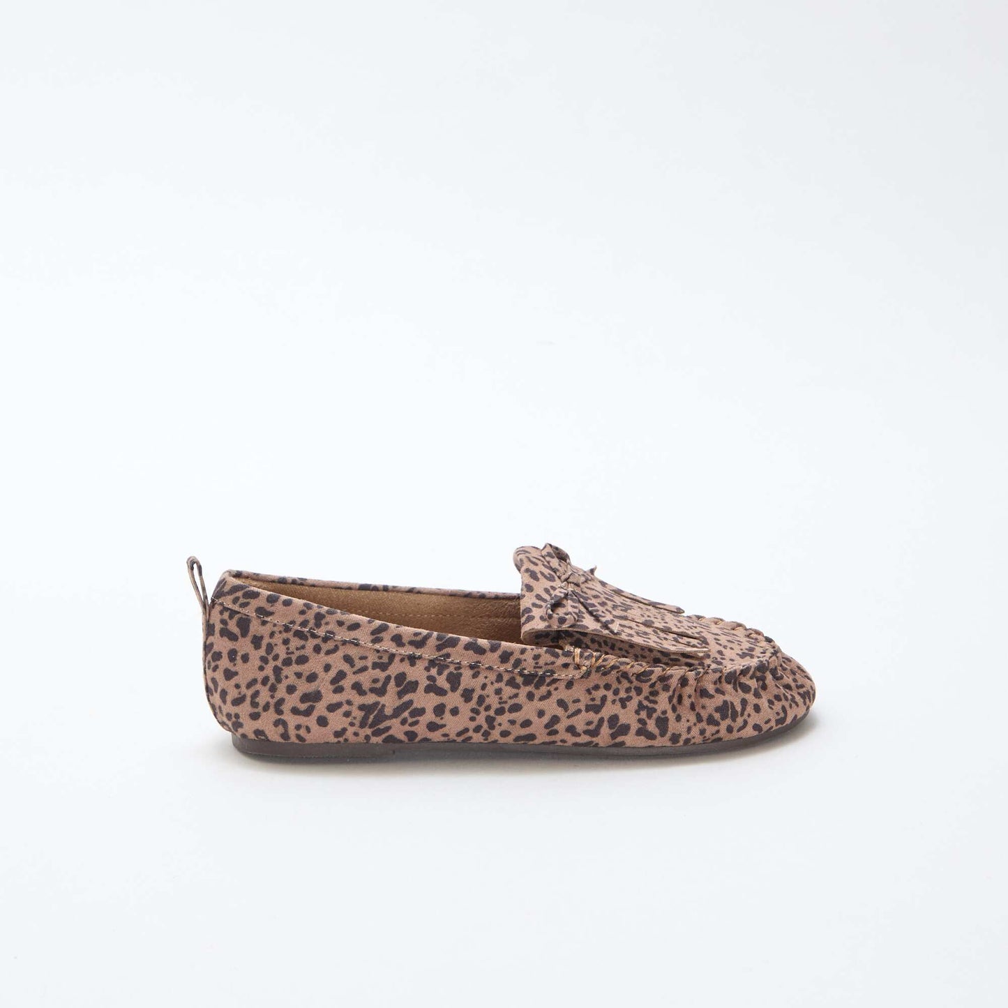 Leopard Print Suedette Moccasins BROWN
