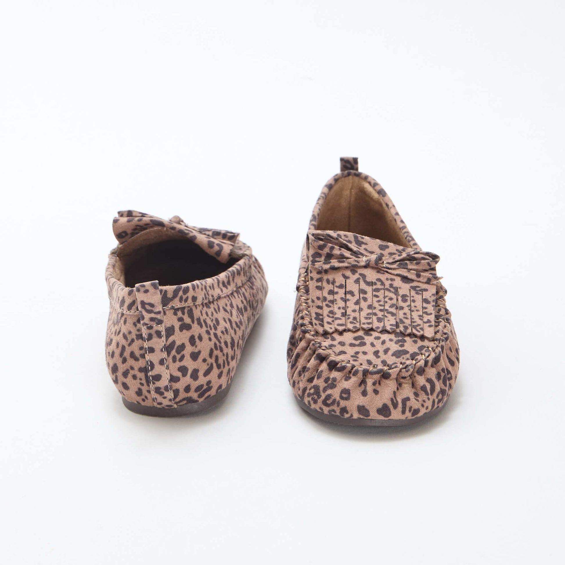 Leopard Print Suedette Moccasins BROWN