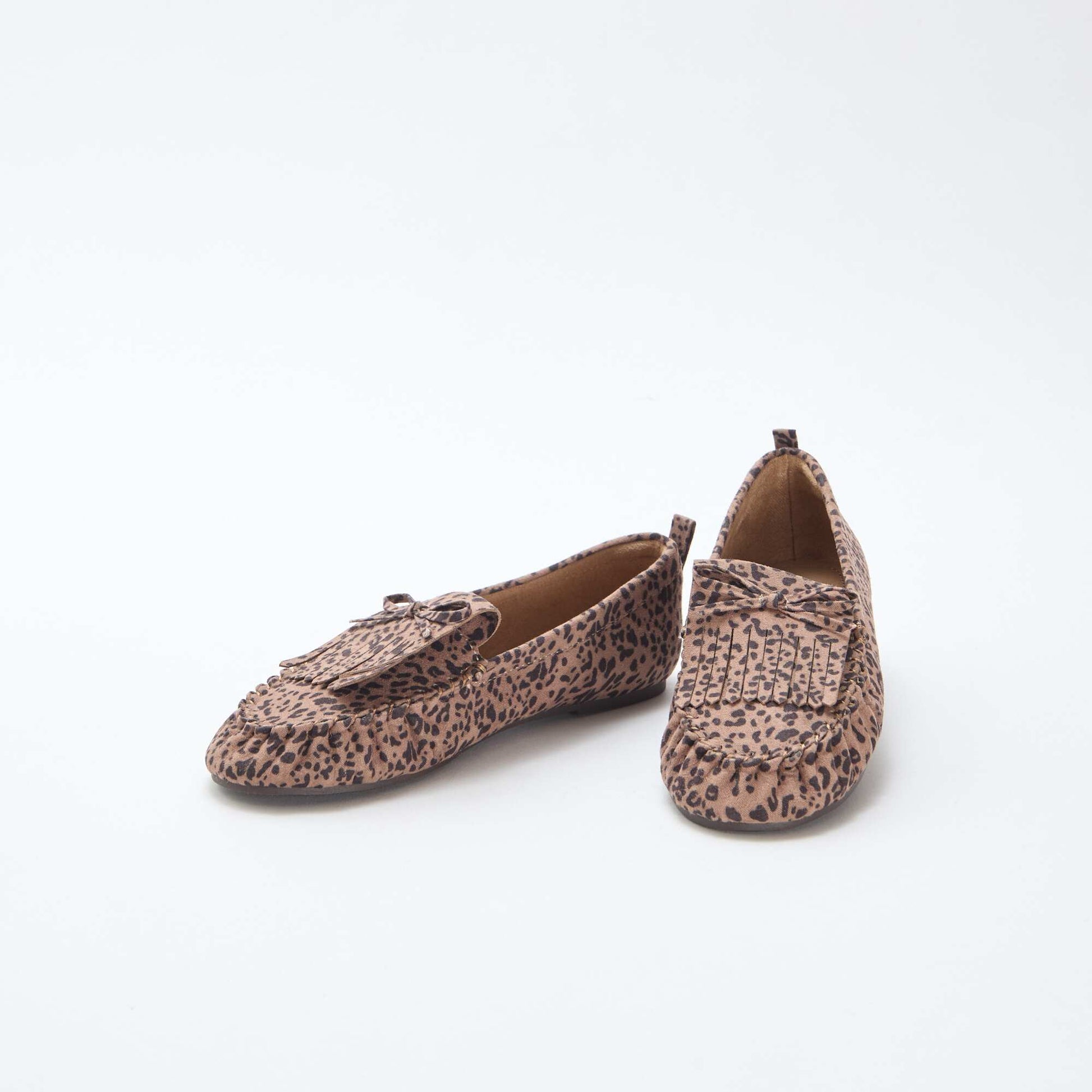 Leopard Print Suedette Moccasins BROWN