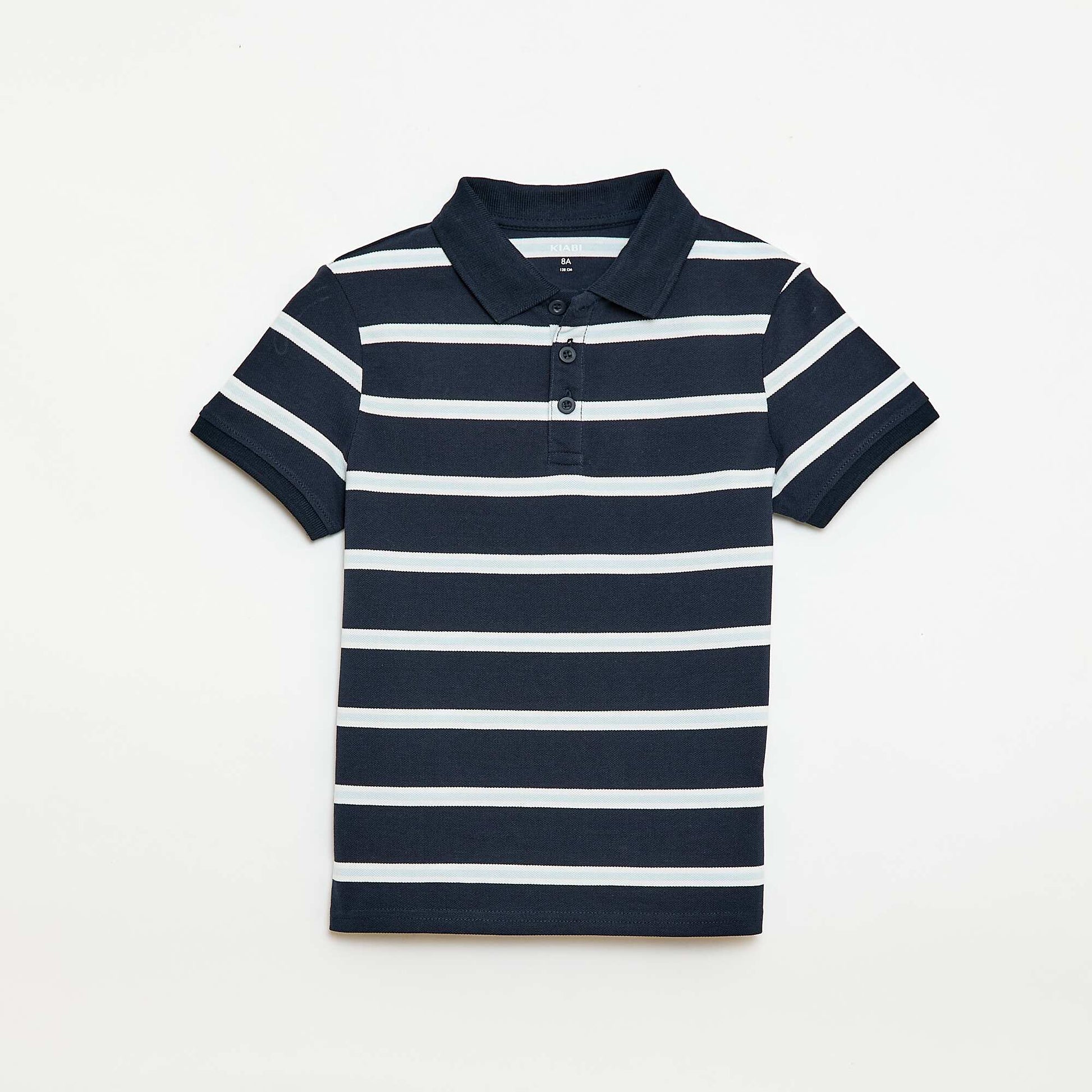 Short-Sleeved Cotton Piqué Polo Shirt BLUE