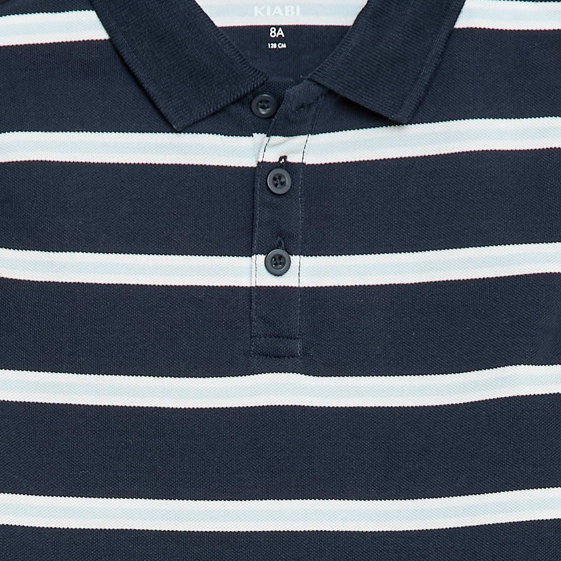 Short-Sleeved Cotton Piqué Polo Shirt BLUE