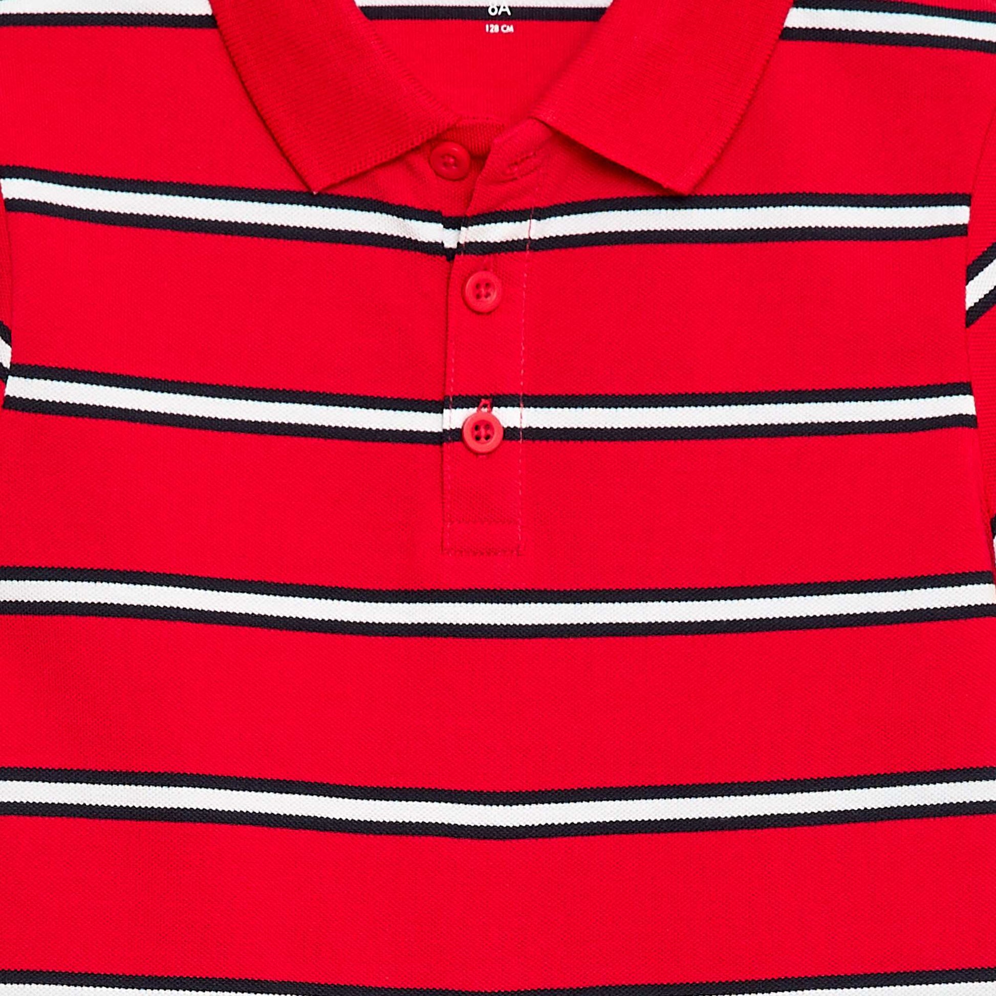 Short-Sleeved Cotton Piqué Polo Shirt RED
