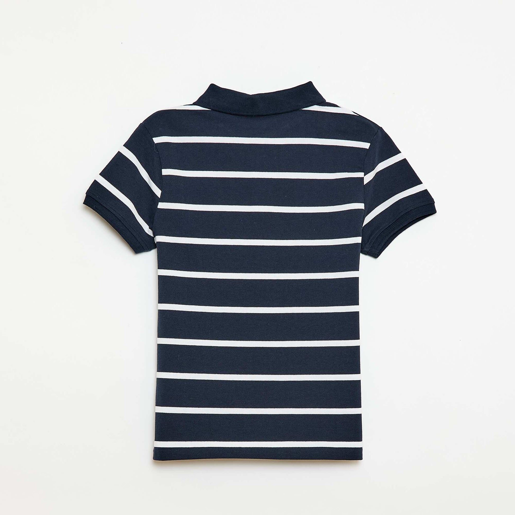 Short-Sleeved Cotton Piqué Polo Shirt BLUE