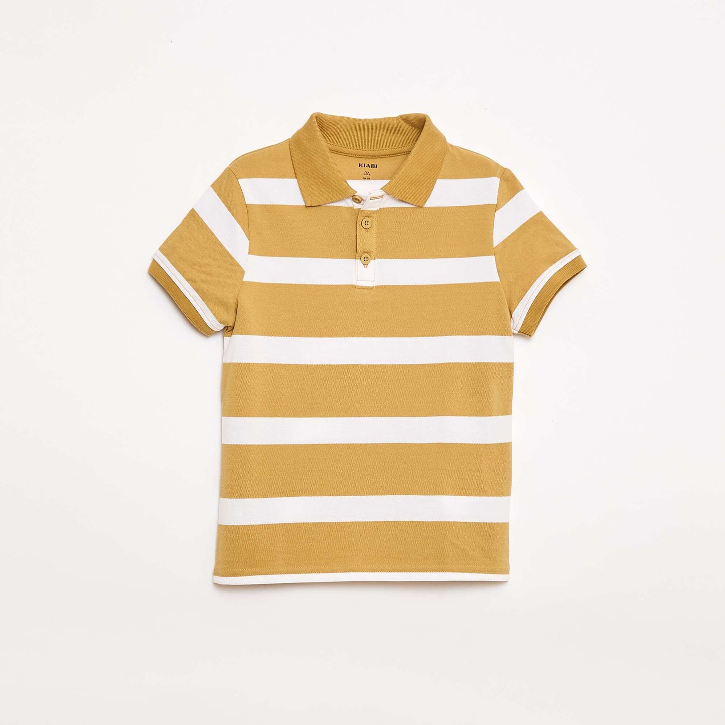 Short-Sleeved Cotton Piqué Polo Shirt BEIGE