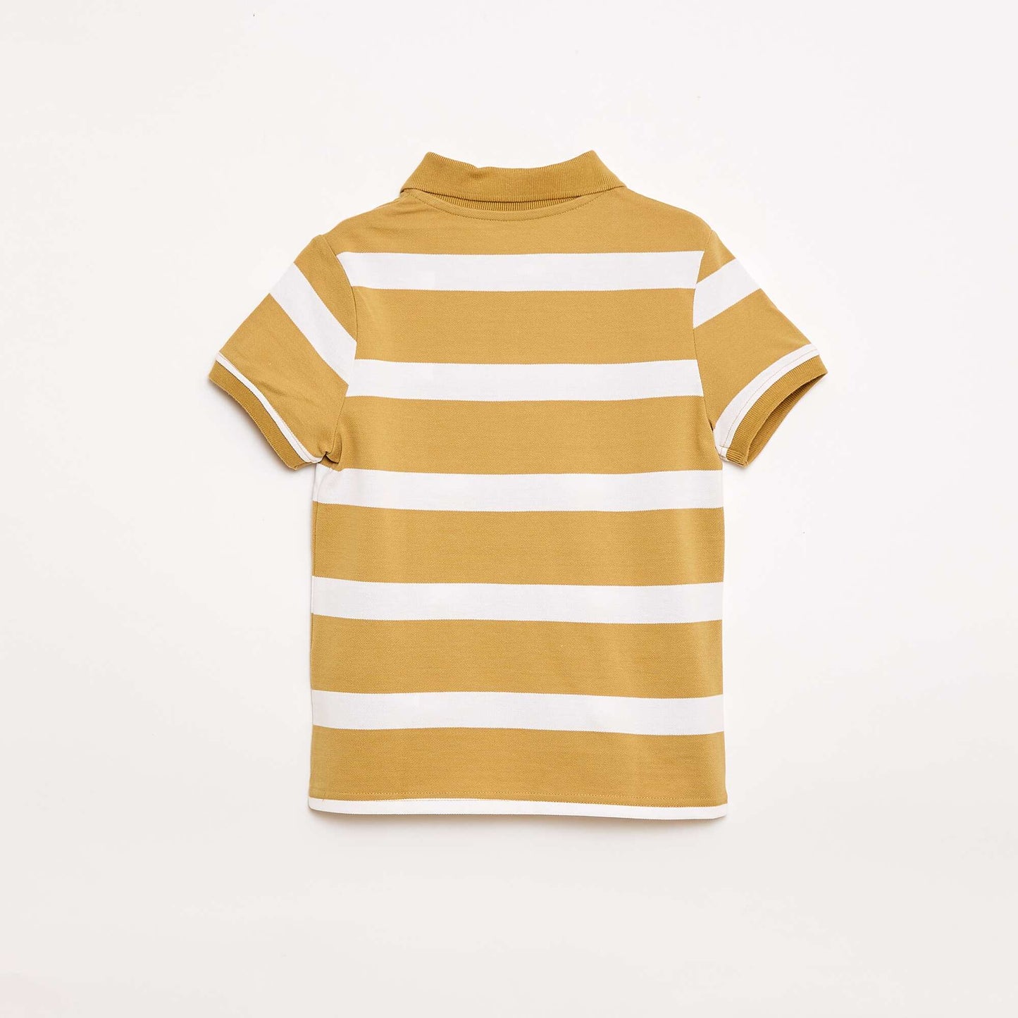 Short-Sleeved Cotton Piqué Polo Shirt BEIGE