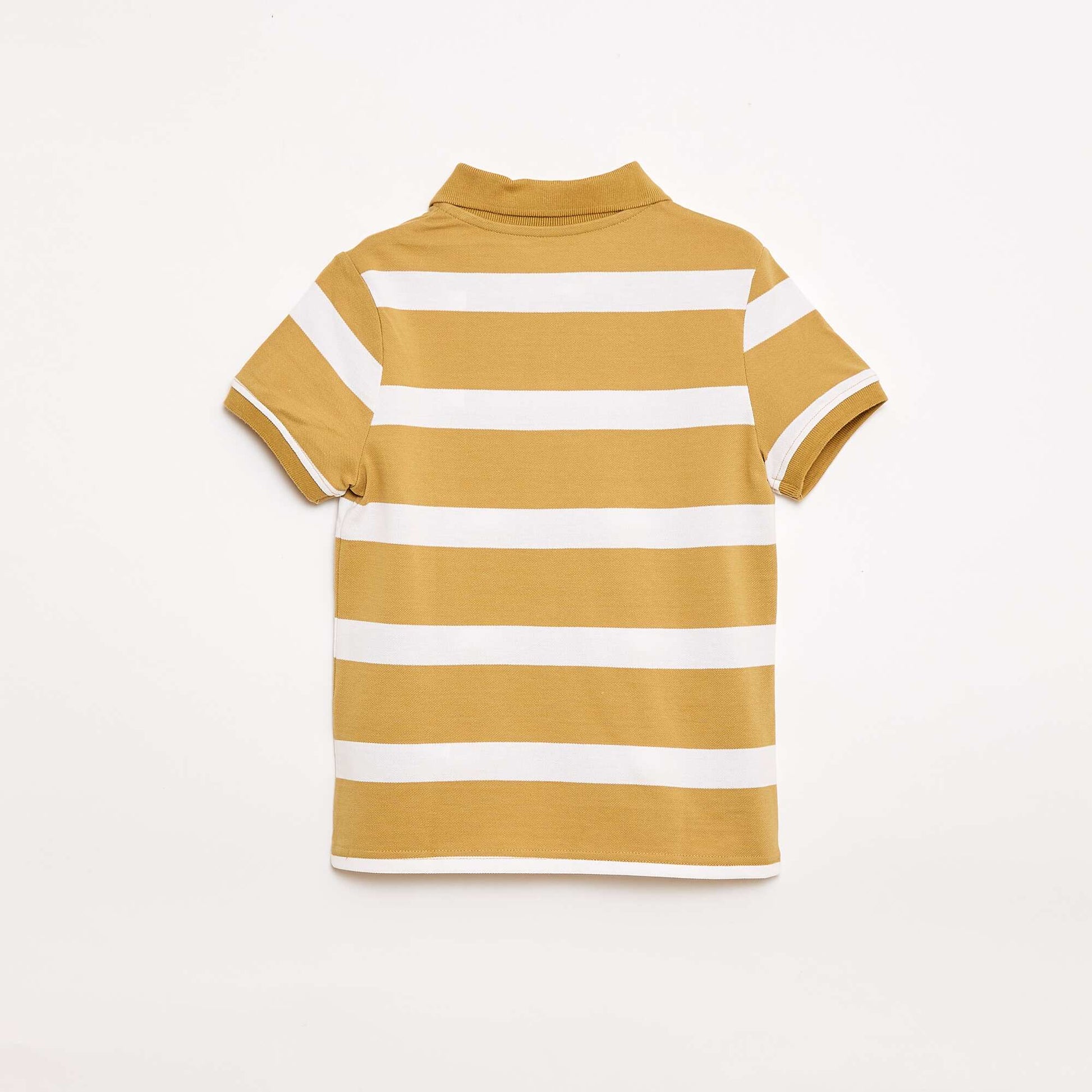 Short-Sleeved Cotton Piqué Polo Shirt BEIGE