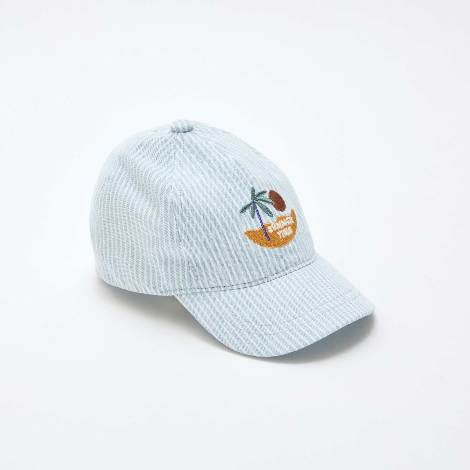 Striped Cap with Embroidered Patch BLUE