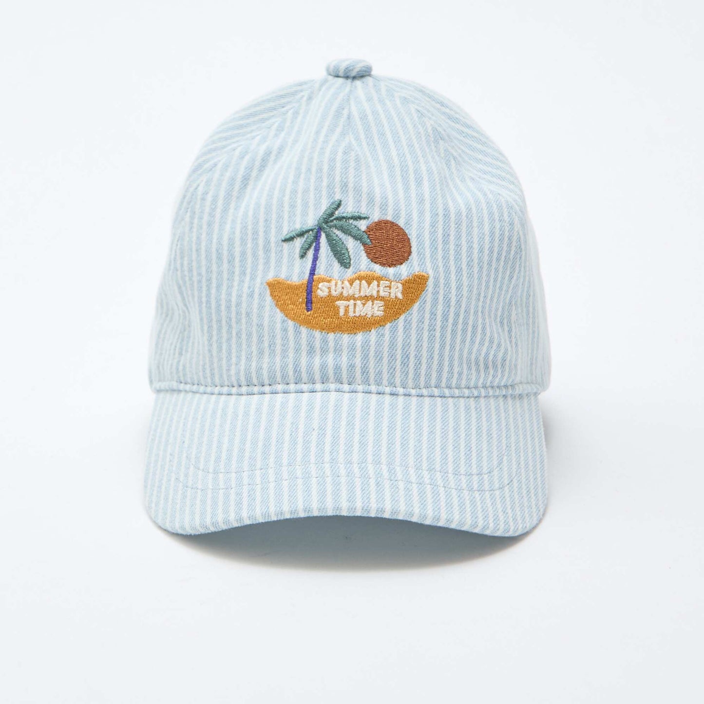 Striped Cap with Embroidered Patch BLUE