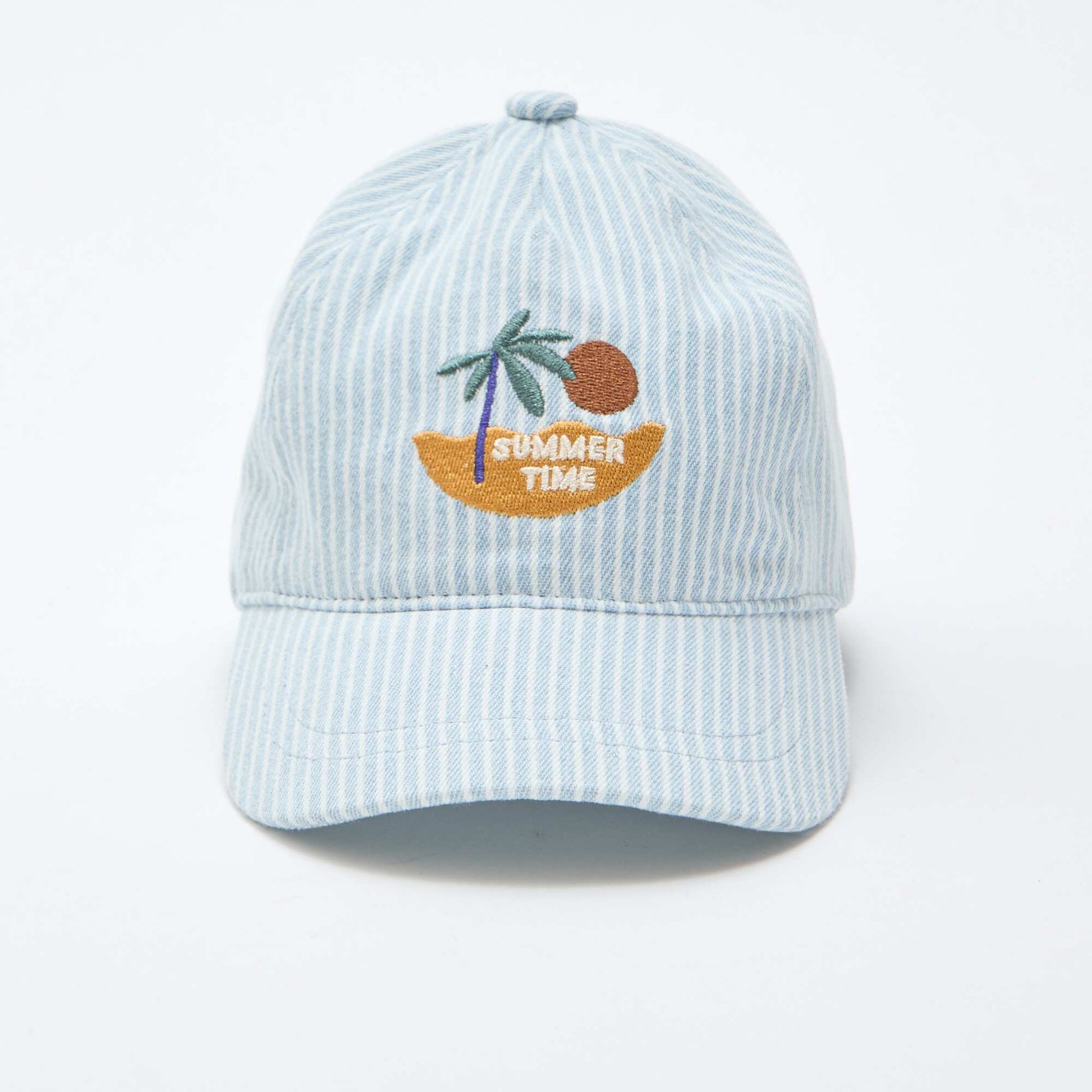 Striped Cap with Embroidered Patch BLUE