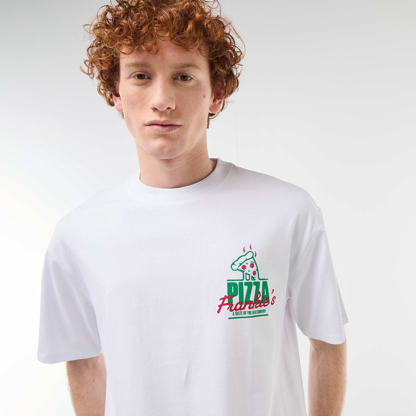 Solid Cotton T-Shirt with Front and Back Prints WHITE