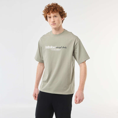 Solid Cotton T-Shirt with Front and Back Prints GREEN