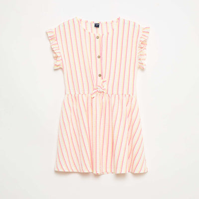 Textured Knit Button-Front Dress BEIGE