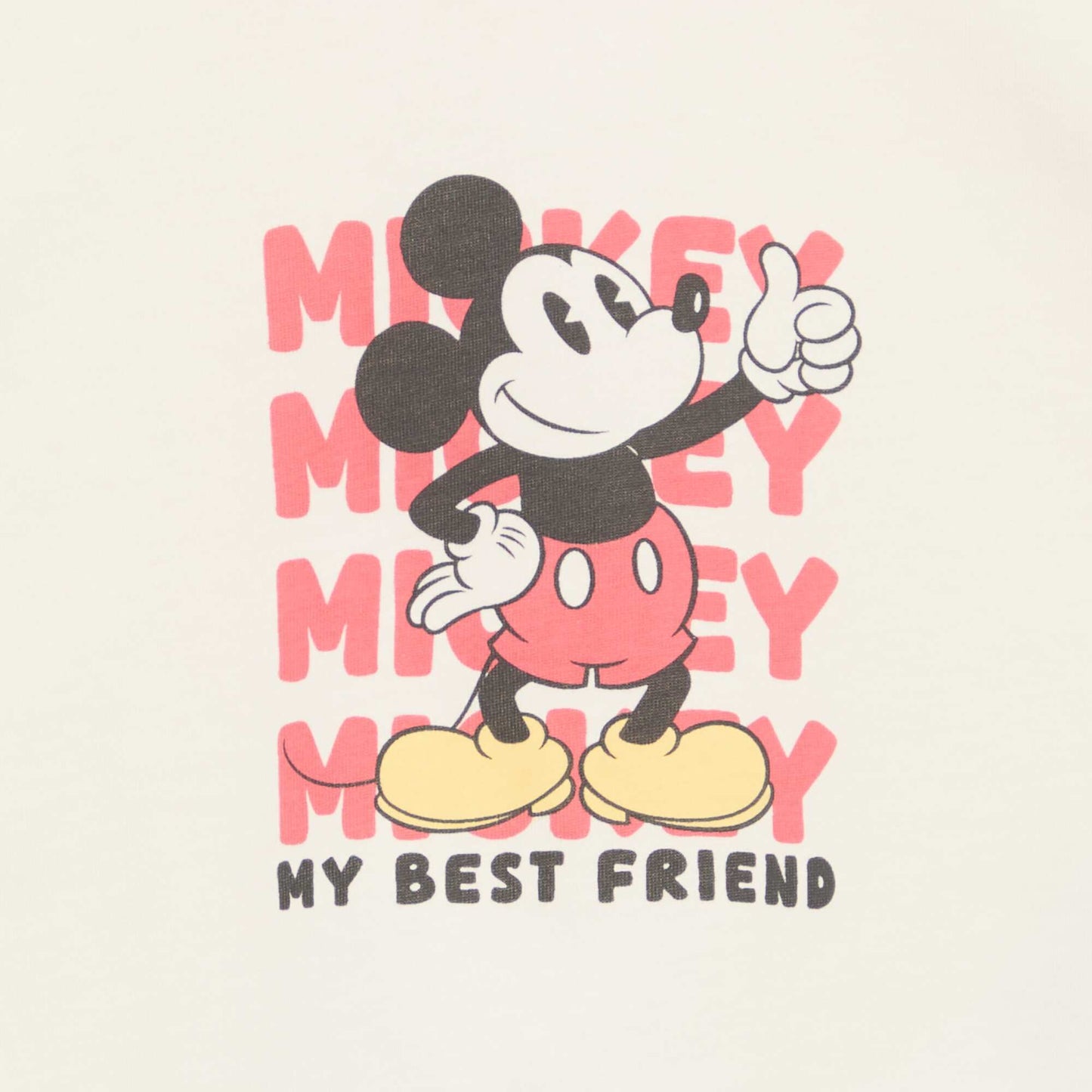 تي شيرت بأكمام قصيرة مطبوع عليه "ميكي" - أبيض