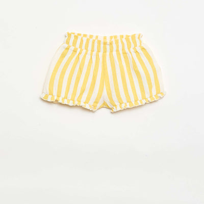 Patterned shorts with ruffled hem YELLOW