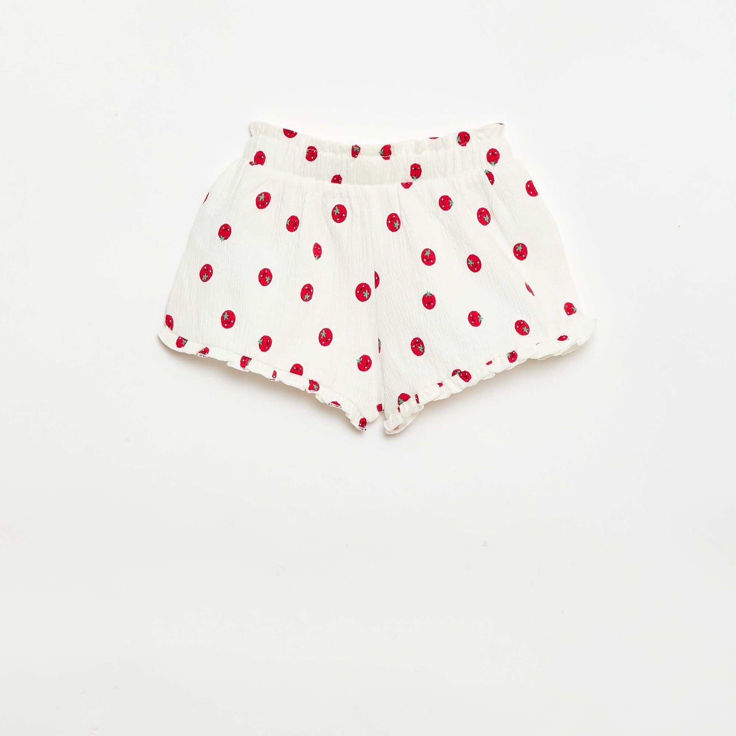 Patterned shorts with ruffled hem WHITE