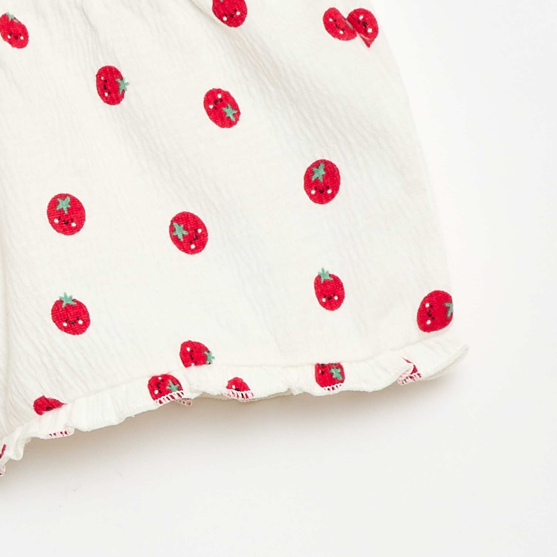 Patterned shorts with ruffled hem WHITE