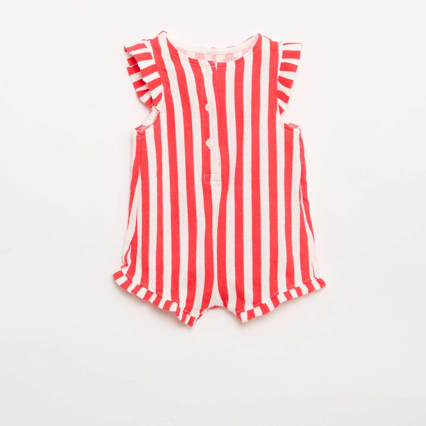 Cotton jersey short romper with ruffled sleeves RED