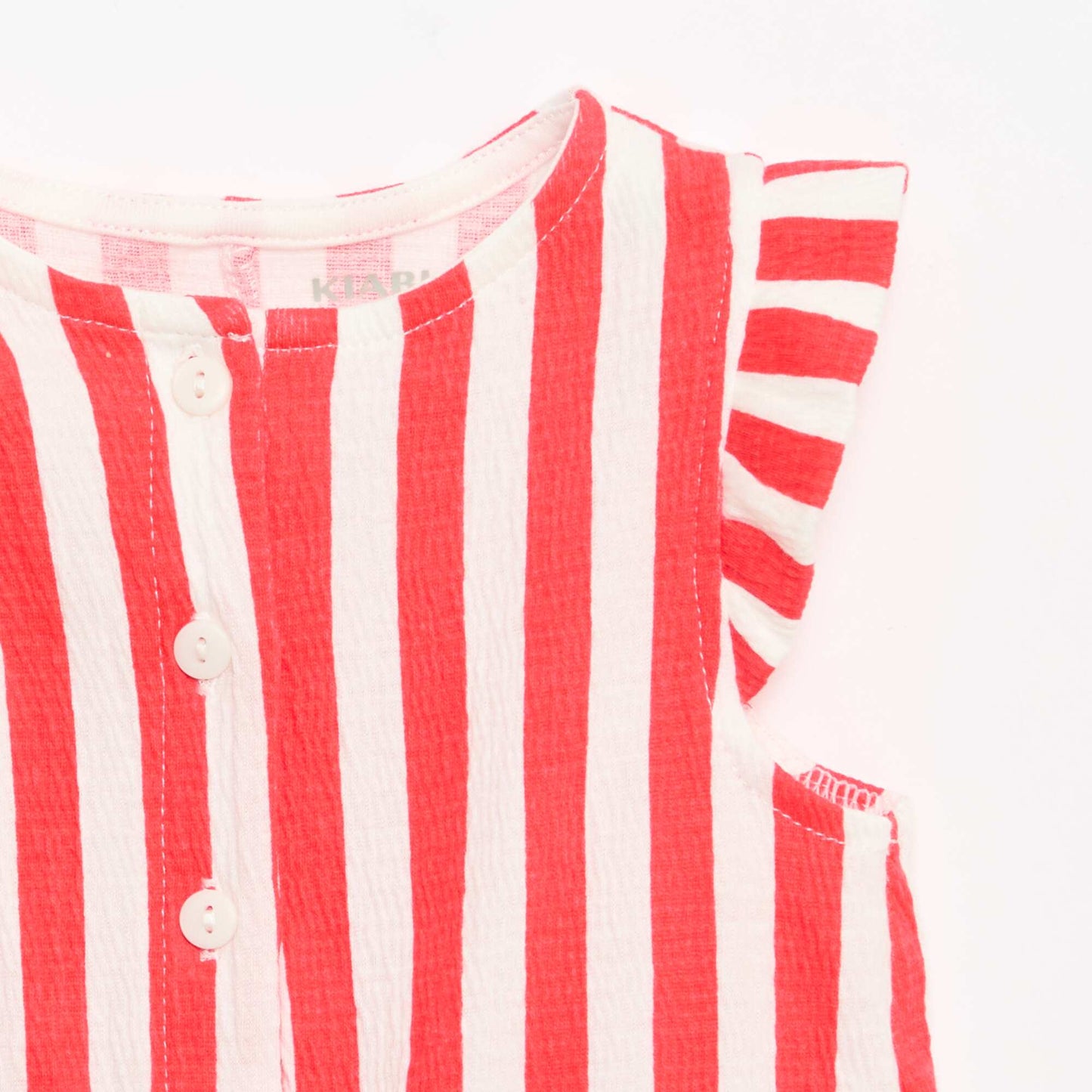 Cotton jersey short romper with ruffled sleeves RED