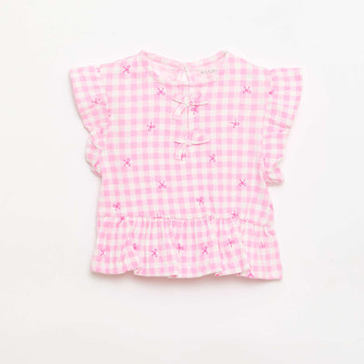 Printed T-shirt with Ruffles PINK