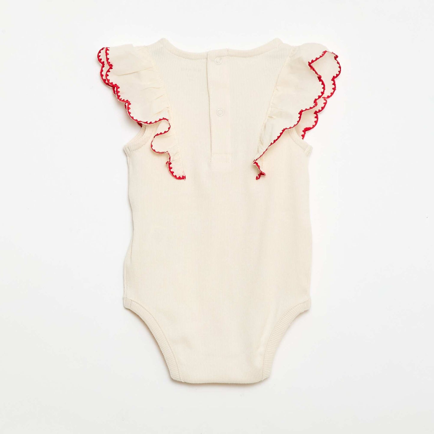 Ruffled short-sleeved bodysuit ECRU