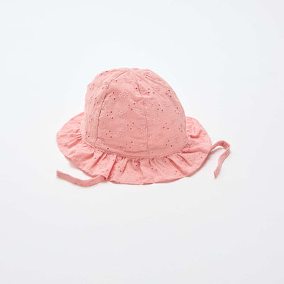 Broderie Anglaise Tie-Up Bucket Hat PINK