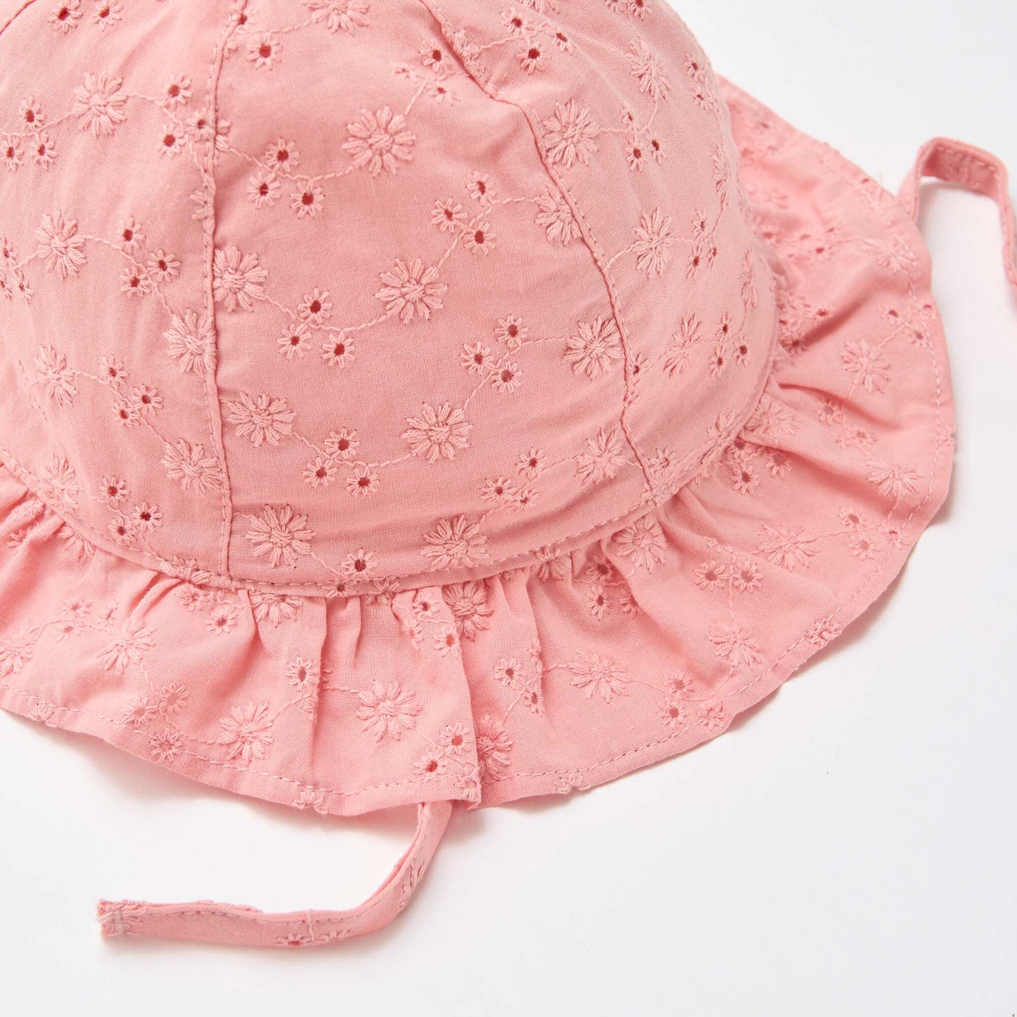 Broderie Anglaise Tie-Up Bucket Hat PINK