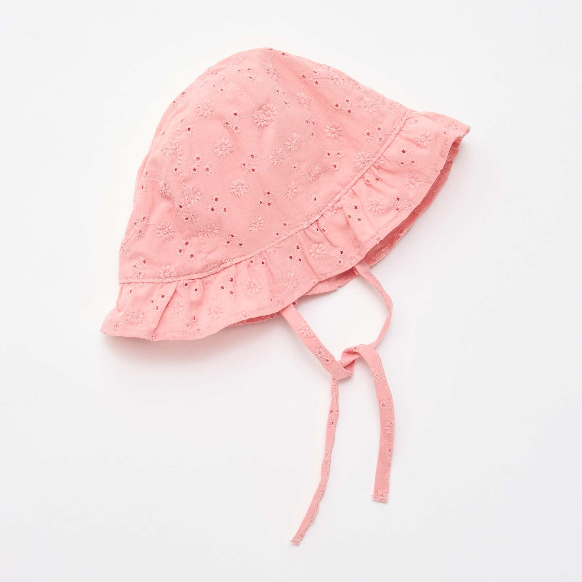 Broderie Anglaise Tie-Up Bucket Hat PINK