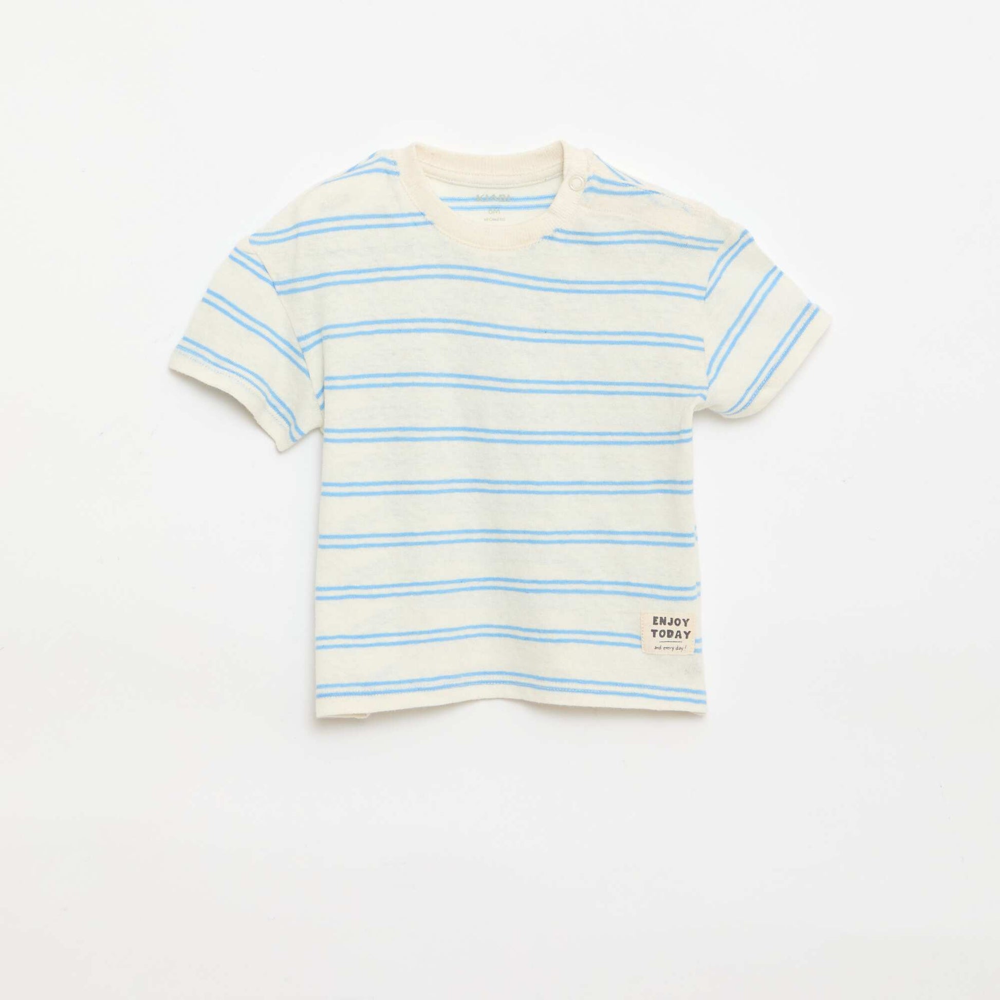Striped cotton and linen jersey T-shirt WHITE