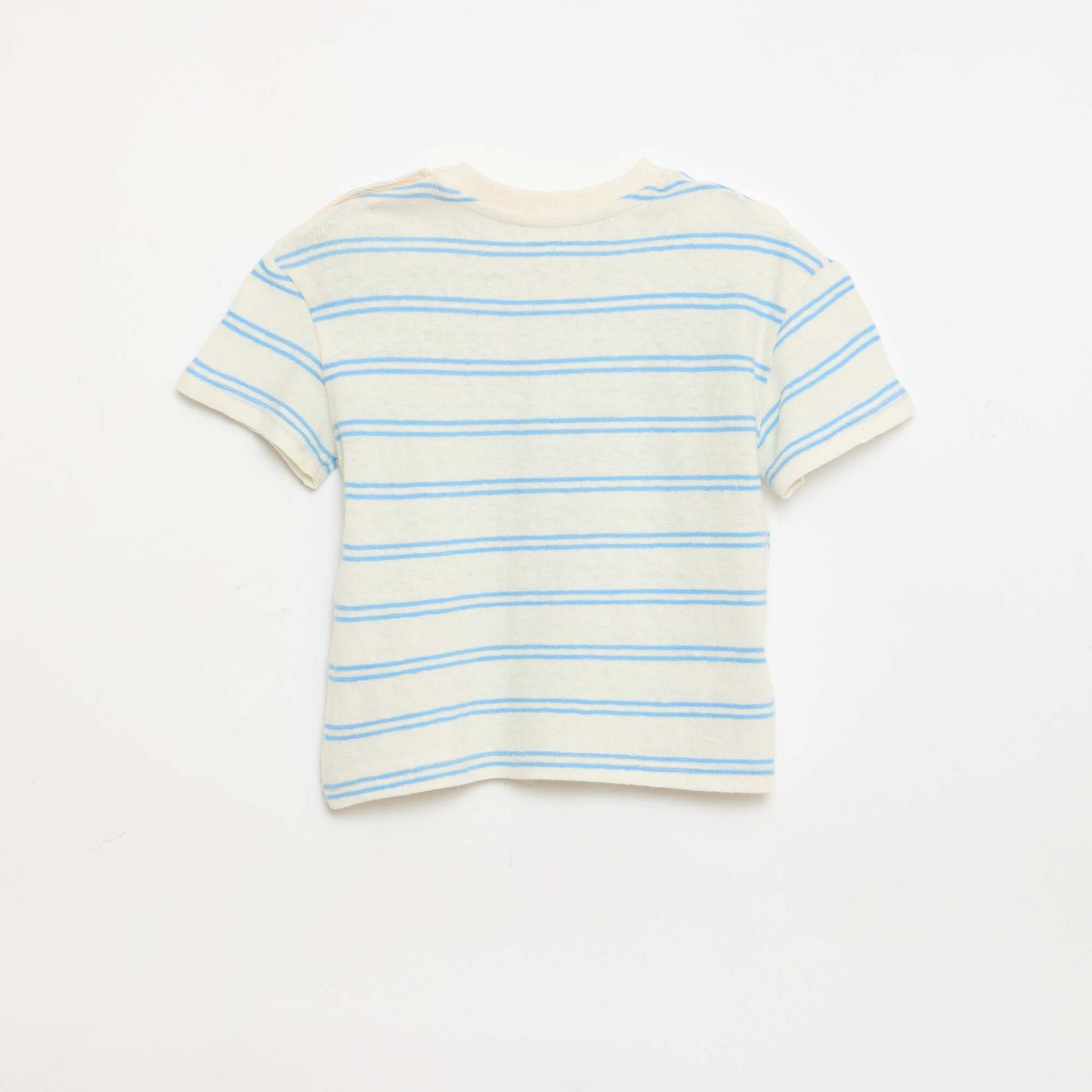 Striped cotton and linen jersey T-shirt WHITE