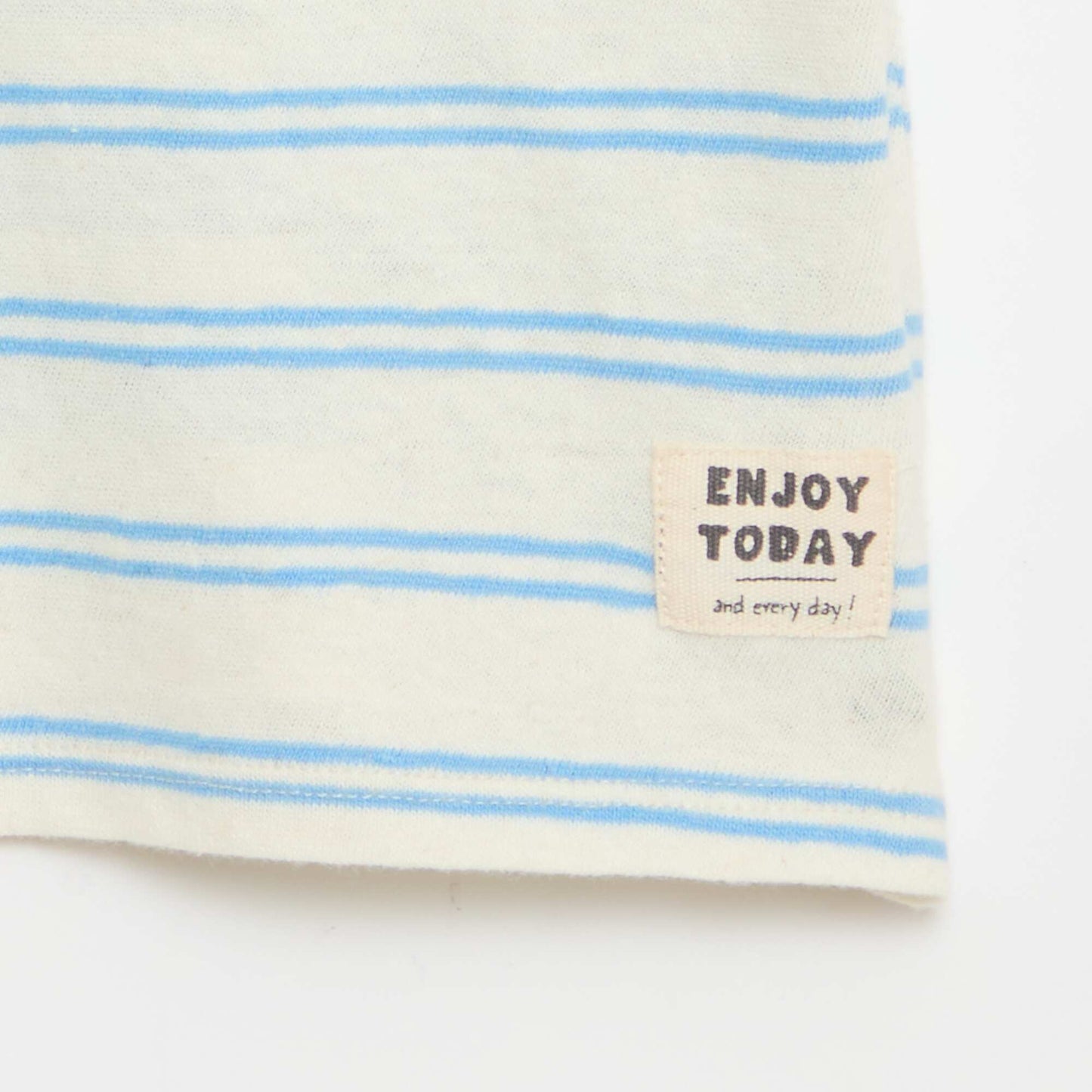 Striped cotton and linen jersey T-shirt WHITE
