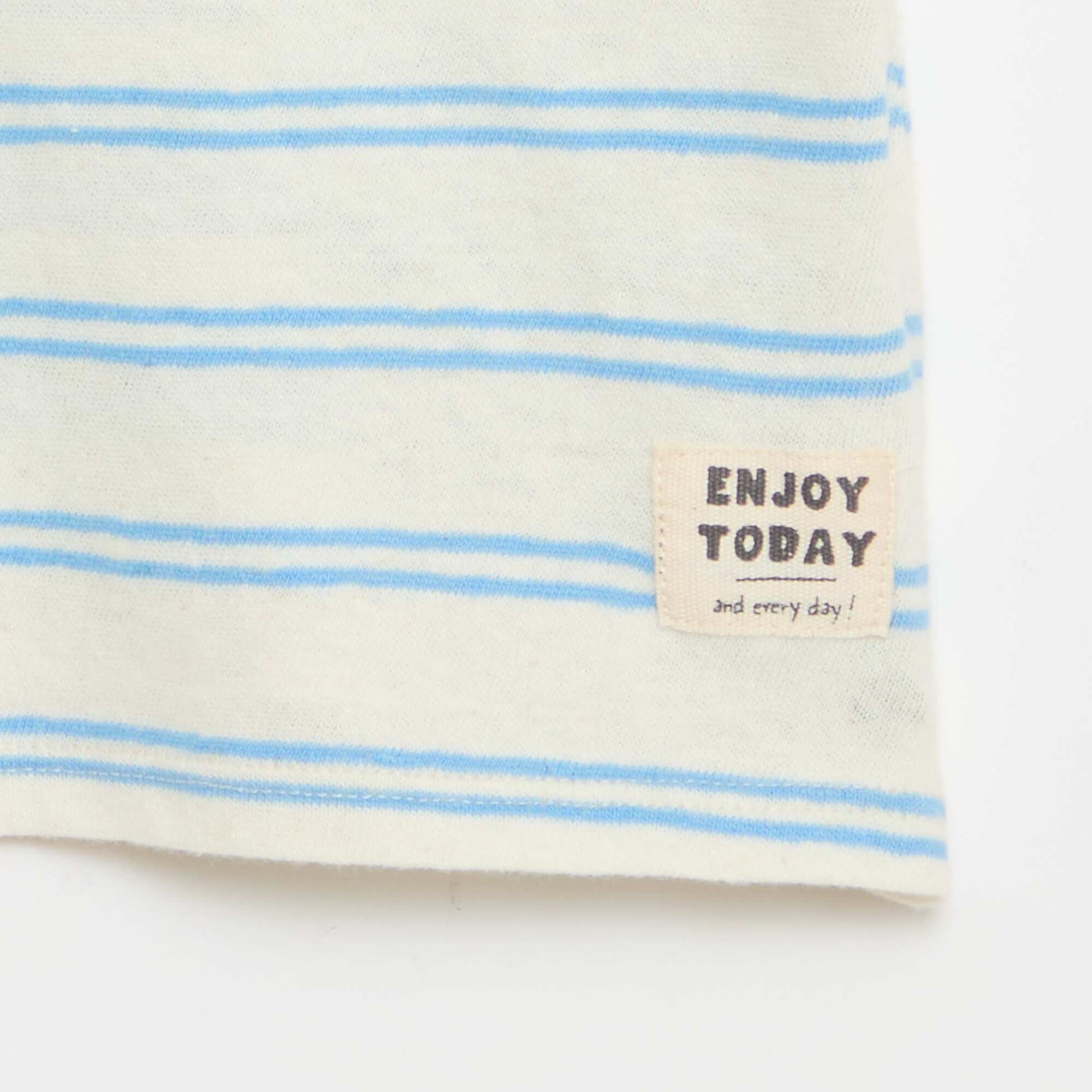 Striped cotton and linen jersey T-shirt WHITE
